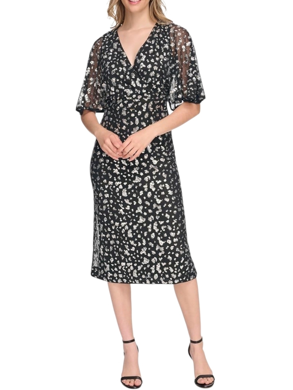 Kensie Women's Sequin V-neck midi dress, Size 8